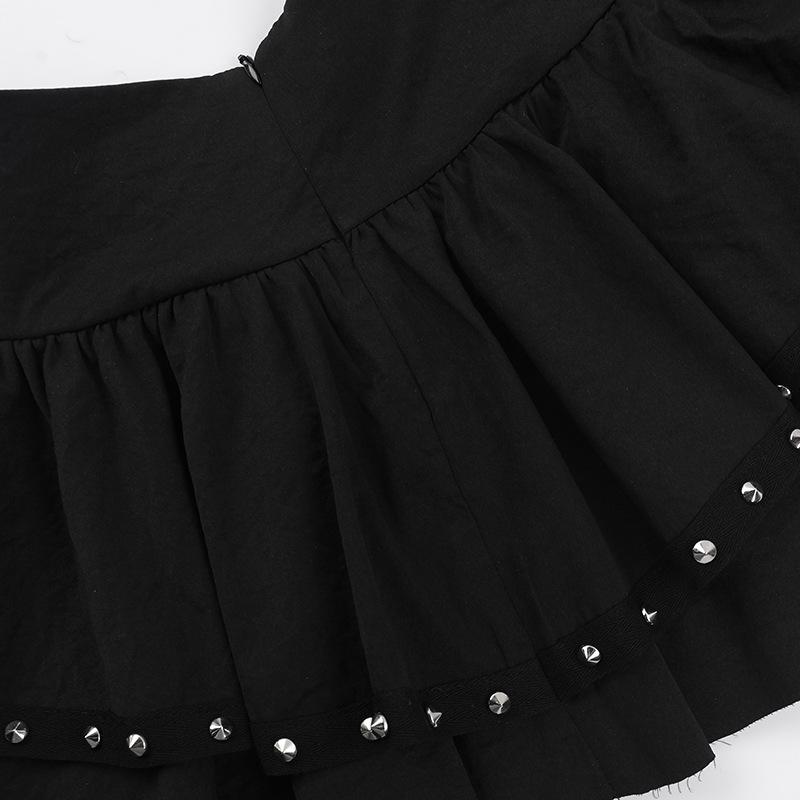 AltGoth Emo Alt Mall Gothic Юбка Женская уличная одежда Harajuku Cyber Punk Y2k Grunge Rive Шнуровка Высокая талия Юбка А-силуэта Клубная одежда