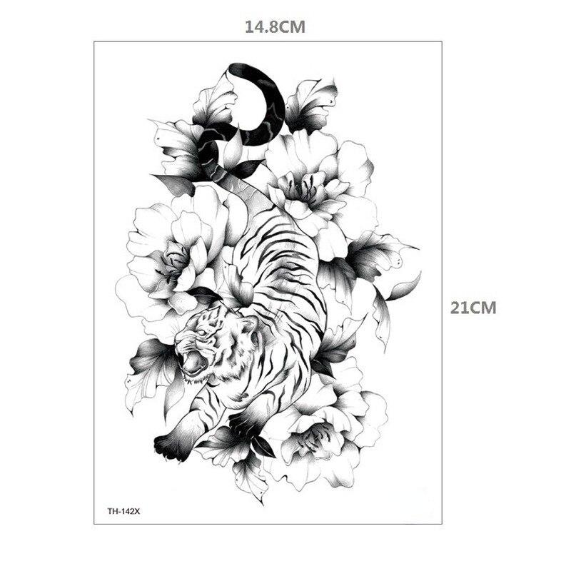 Водостойкая временная татуировка-наклейка Тигр Лев с животным узором на половину руки большой размер переноса воды боди-арт поддельные татуировки для мужчин и женщин