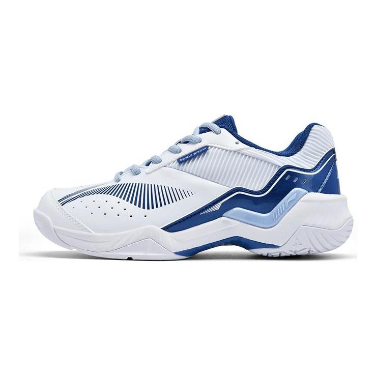 Li Ning Thunder Sonic Boom Амортизация Скользкая Устойчивая к истиранию Низкие Бадминтонные кроссовки Унисекс Белый Синий AYTV005-1