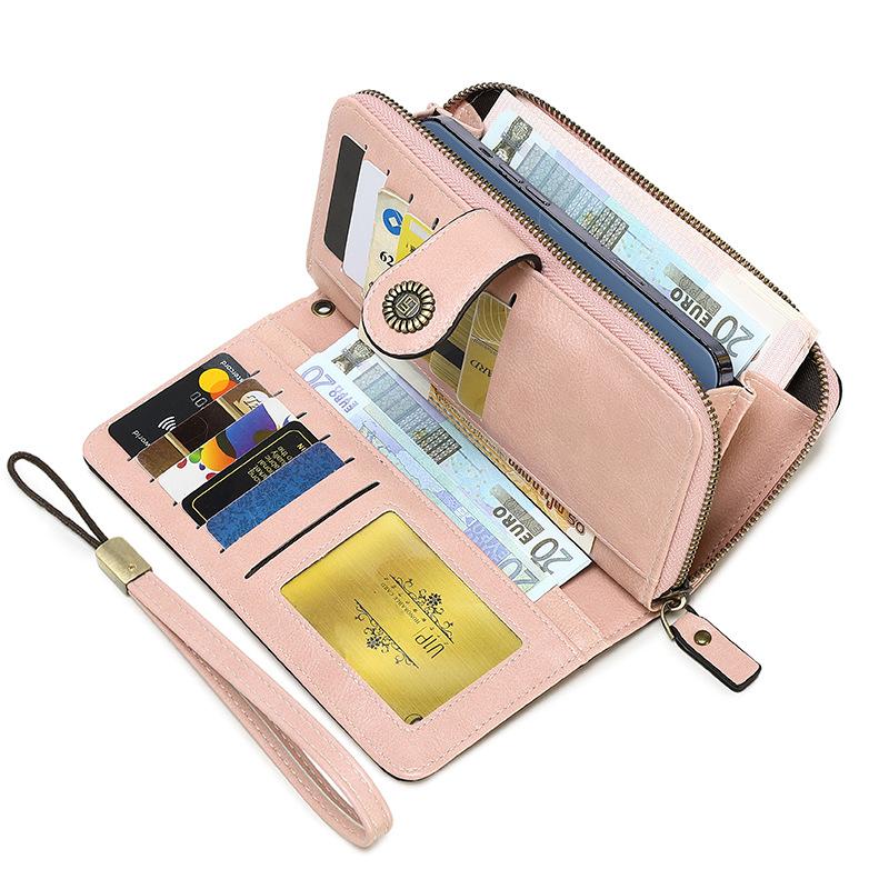 Женский кошелек из натуральной кожи, длинный держатель для нескольких карт, RFID-кошелек большой емкости для женщин, кошелек для мобильного телефона