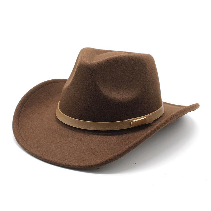 Woolen Western Cowboy Top Hat Jazz Hat Minority Style Fashion Hat Men'S And Women'S Couple Hat