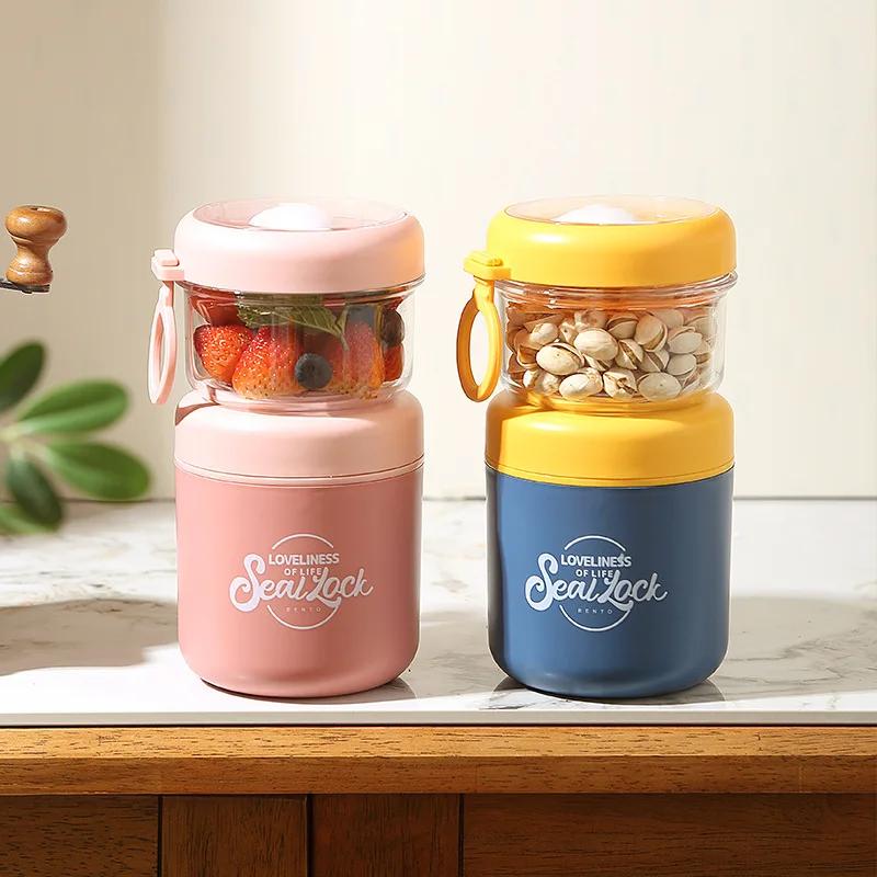 Stainless Steel Portable Lunch Box Soup Cup with Spoon Food Containers Leak Proof Breakfast Oat Yogurt Cups Kitchen Accessories