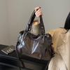 European & American Retro Solid Color PU Large Capacity Soft Leather Shoulder Tote