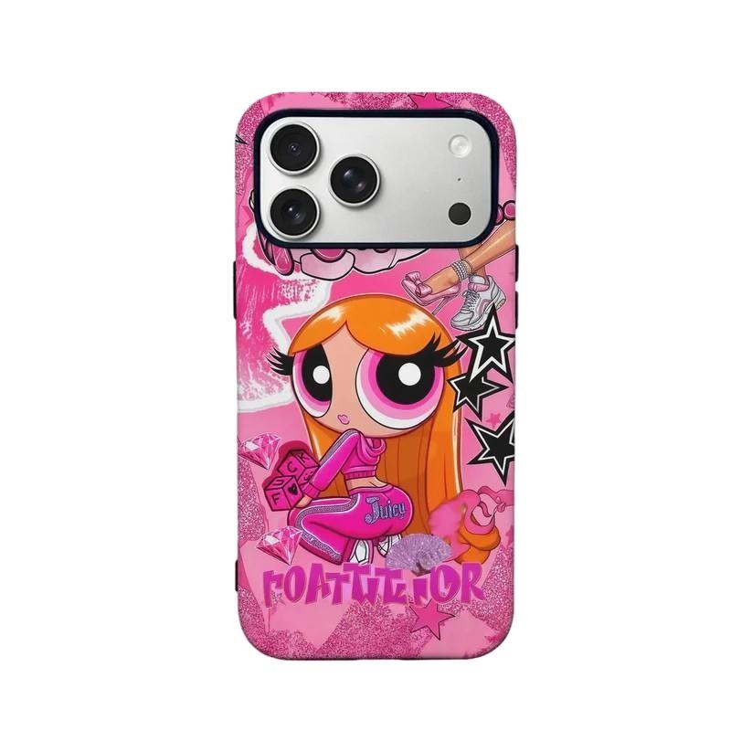 Роскошный Clmj Милый Чехол для Телефона The P-Powerpuffs Girls для iPhone 17 16 15 14 13 12 11 X Air Pro Max Plus Двухслойная Задняя Крышка