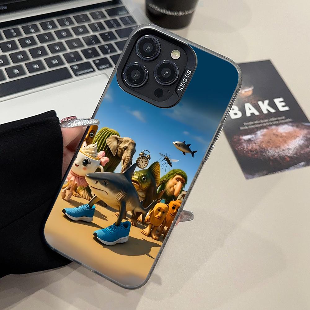 Итальянский Чехол для Телефона Brainrot для iPhone 16 15 14 13 12 11 X XR XS 8 7 Pro Max Plus Полупрозрачный Цветная Печать Роскошный