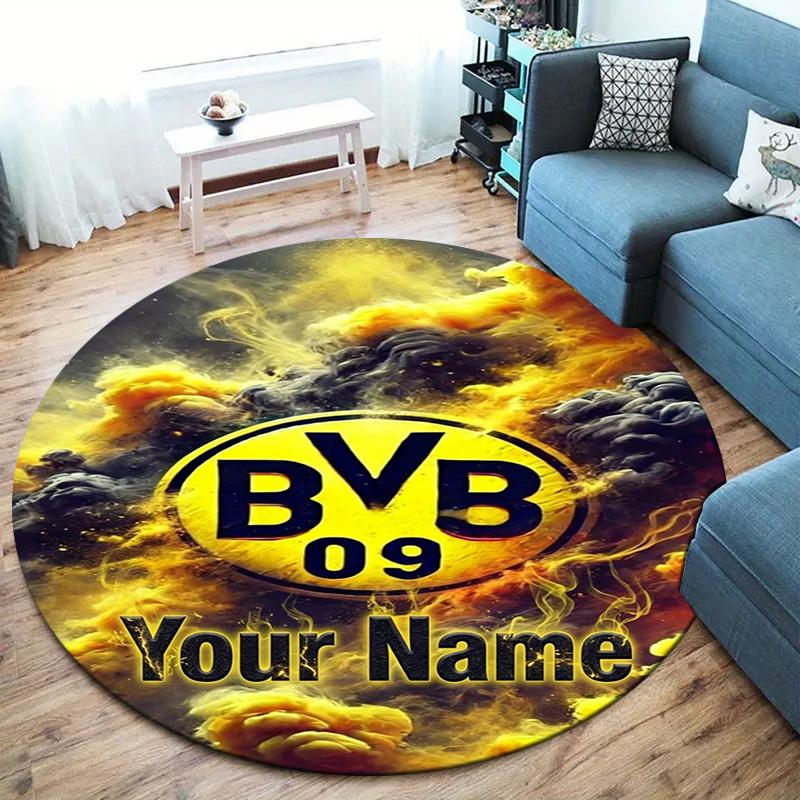 Bvb Fan Gear Custom Name Round Area Rug Carpet Rug For Living Room Bedroom Sofa Playroom Decor Nonslip Floor Mat