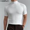 Простые стильные мужские модные летние базовые топы с высоким воротником, облегающая одежда для отдыха, плиссированные повседневные футболки, S-5XL