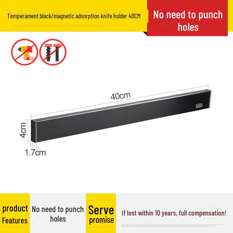 Магнитная подставка для ножей - настенное крепление без перфорации из нержавеющей стали 304 для хранения на кухне