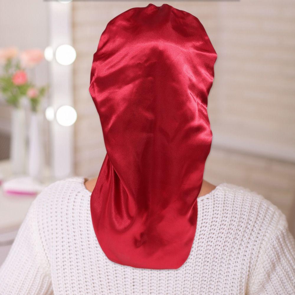 Women Adjusting Button Flat Adjustable Night Hat Satin Hair Cap Haircare Ceremony Long Headwear