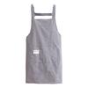Yousheng Cooking Apron Stripe Printing Front Pocket Sleeveless Anti-dirty Kitchen Women Doing Housework Clothes Protector Apron Daily Use