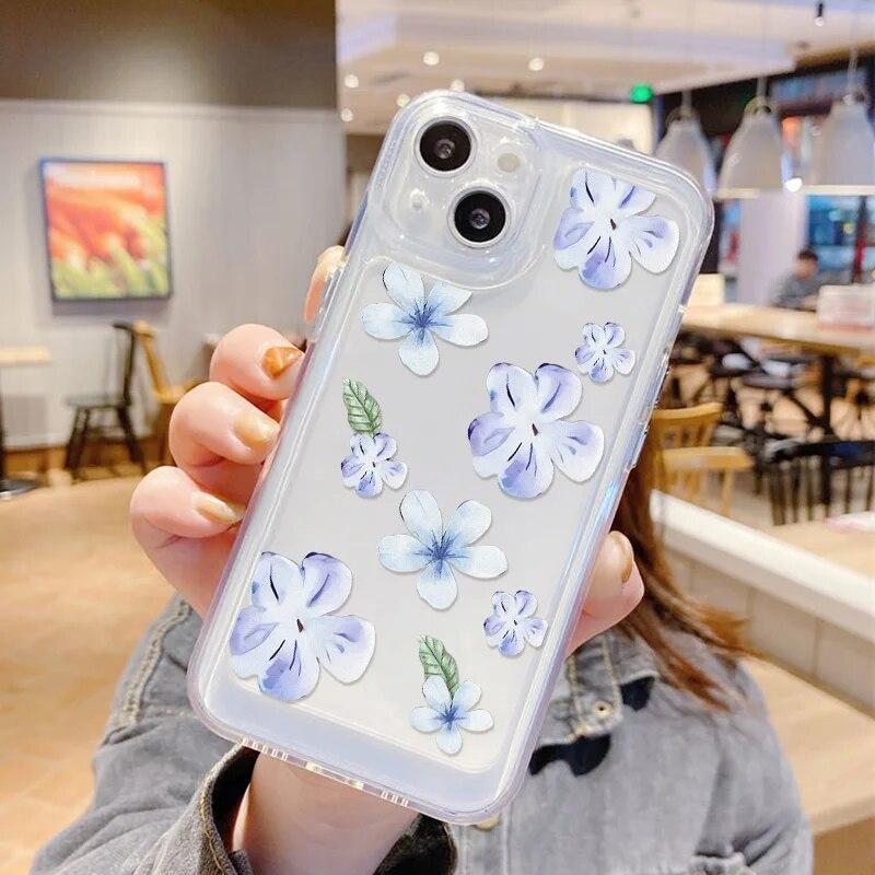 Мягкий милый чехол с цветочным рисунком для iPhone 11, чехол для iPhone 13 15 12 14 Pro Max XS X XR 7 8 SE, противоударный прозрачный эстетический чехол