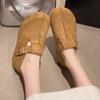 Fashion Women's Thick-soled Non-slip Solid-color Peas Clogs In Spring Autumn Korean Style Buckle Decorative Round-headed Low-top Shoes