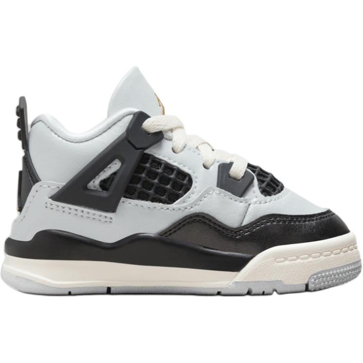 Jordan Детские кроссовки Air Jordan 4, нескользящие, износостойкие, средней высоты, для малышей, серо-черные, для младенцев и малышей FZ8584-070
