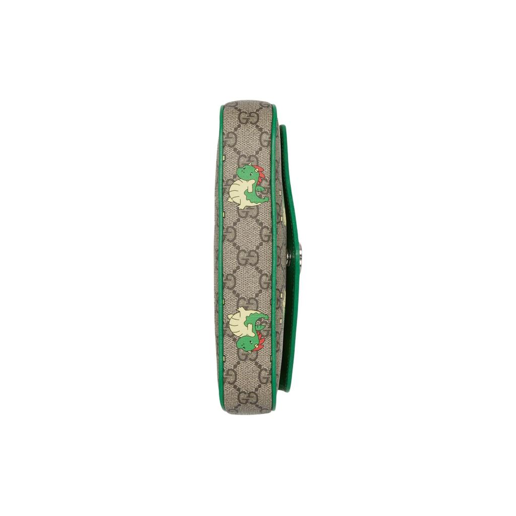 Gucci Chinese New Year Collection Double G Logo Adjustable Shoulder Strap Dragon Baby Print Canvas Leather Trim Handbag 774371-FACYZ-8746