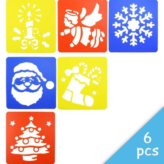Huaqianguhh 6 шт. Трафареты для рисования, 5,5x5,9 дюйма, моющиеся, многоразовые, DIY-трафареты для искусства для дерева, бумаги, ткани, домашнего декора, поделок