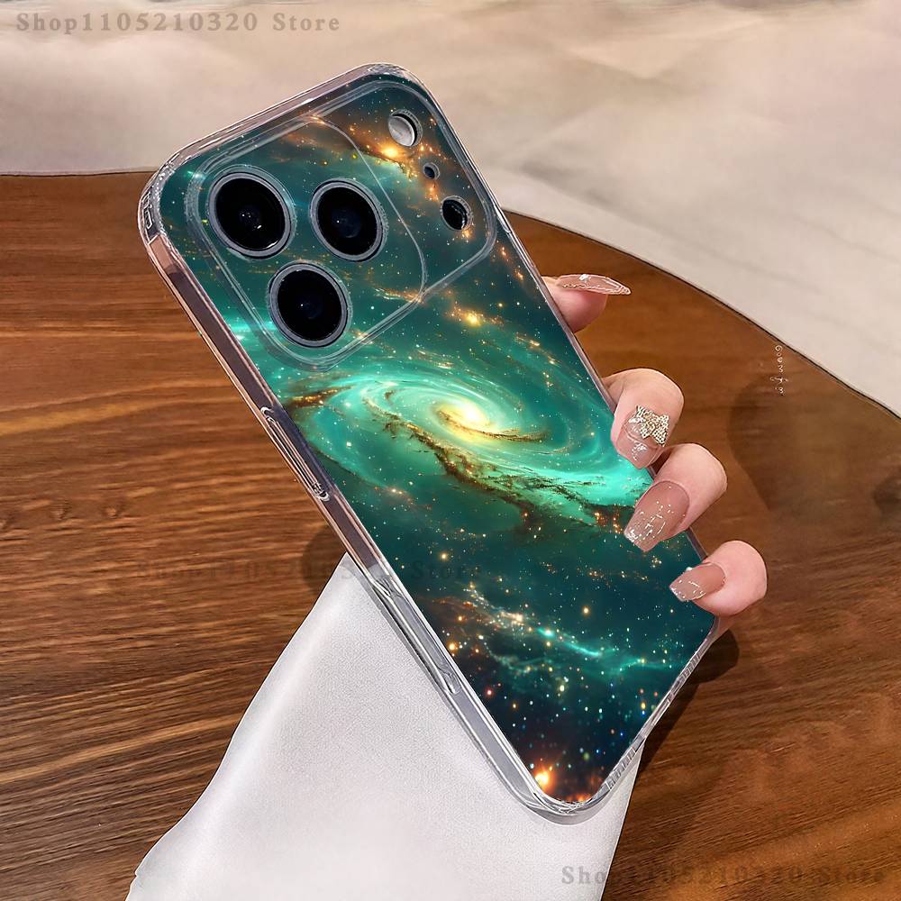 Чехол для телефона Uniberso Млечный Путь Для iPhone 17,16,15,14,13,12,11 Pro,Max,Plus,XR,Mini,E Прозрачный Мягкий Чехол Полное Покрытие