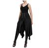 Women Halloween Gothic Punk Asymmetric Lace-up Slit Front Skirt A-Line Skirt