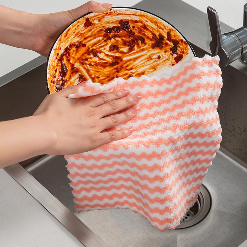 1/3/5/10PCS Kitchen Cleaning Cloths Microfiber Cleaning Rag Oil Free Dishwashing Towel Soft Dish Washing Wipe Dry and Wet Towels