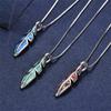 Red/Blue/Green Fire Opal Leaf Pendant Necklaces For Women 925 Sterling Silver Feather Jewelry Female Chain Wedding Necklace