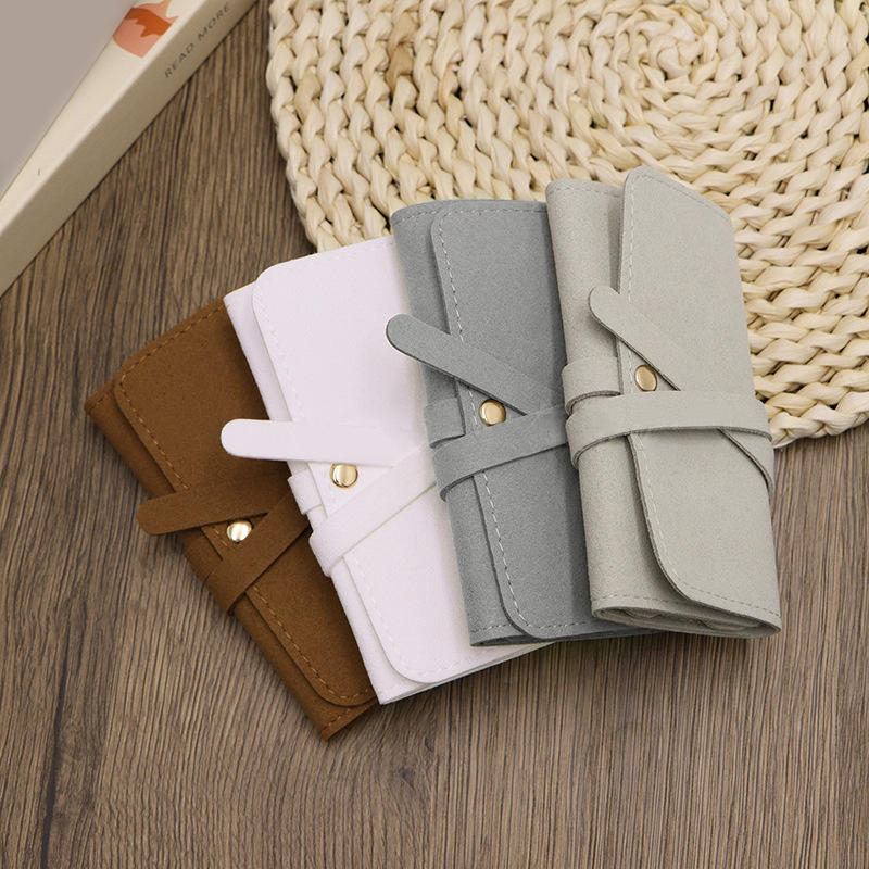Portable Jewelry Storage Bag PU Leather Necklace Organizer Roll Bags Foldable Earring Ring Gifts Pouch for Women Travel