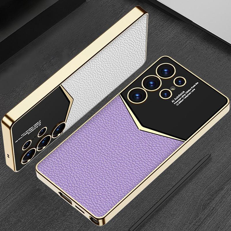 GKK Подходит для Samsung S25Ultra Чехол для мобильного телефона из углеродного волокна Джаз Гальванизированный Однотонный Кожаный S25plus Противоударный Защитный Чехол