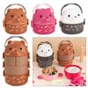 2 Layers Stackable Bento Box Portable Cute Cartoon Children Lunch Box Food Storage Container Eyeglass Bear Thermal Bento Box