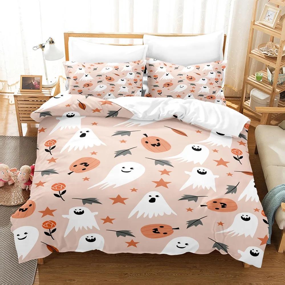 Halloween Pumpkin Cartoon Duvet Cover Pillow Case Home Bedding Set Fun Creative Comforter Sets Gifts for Kids