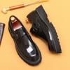 British Casual Leather Shoes Men'S Genuine Leather Formal Wear Business Thick Sole Heightening Patent Leather Glossy One Pedal