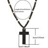 Noter Vintage Wooden Cross Pendant Necklace For Men Handmade Brown Wood Beaded Chain Catholic Christian Religious Jewelry Gift