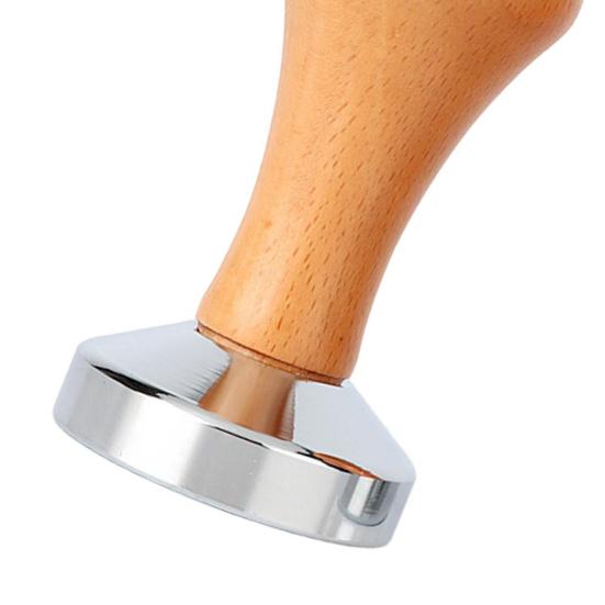 Темпер для кофе с деревянной ручкой, нержавеющая полированная поверхность, многоразовые аксессуары для тампера для эспрессо из нержавеющей стали