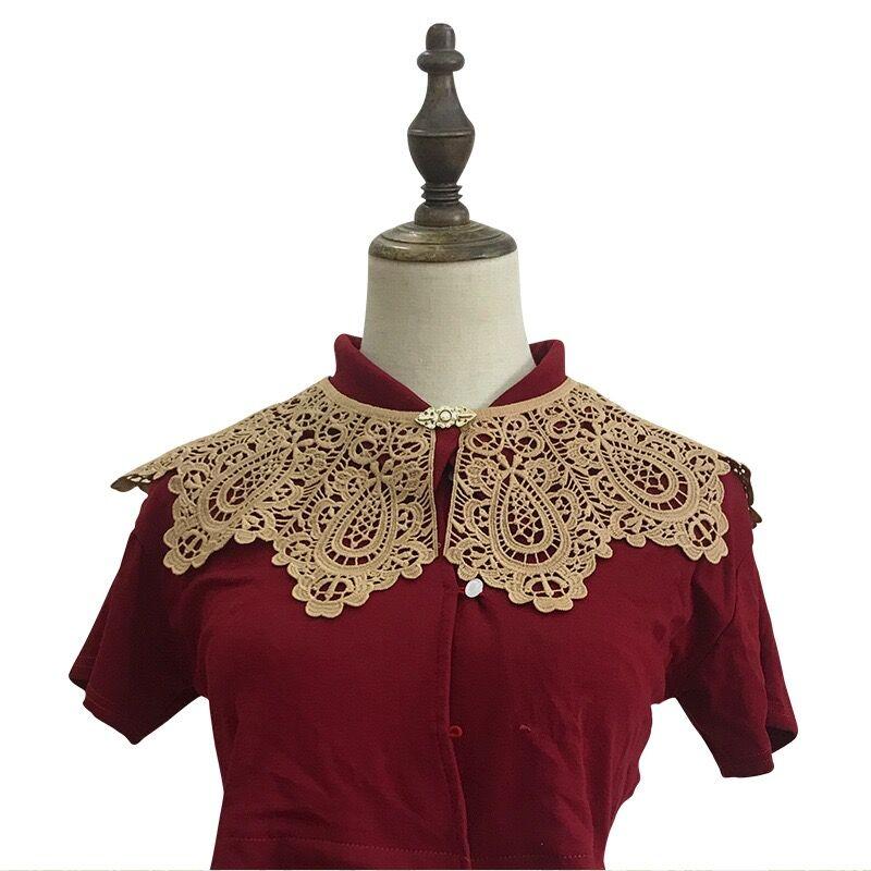 Three Styles Cotton Fake Collar Shawl Wrap Hollow Out Floral Doll Collar Detachable Shirt False Collar Blouse Top Accessories