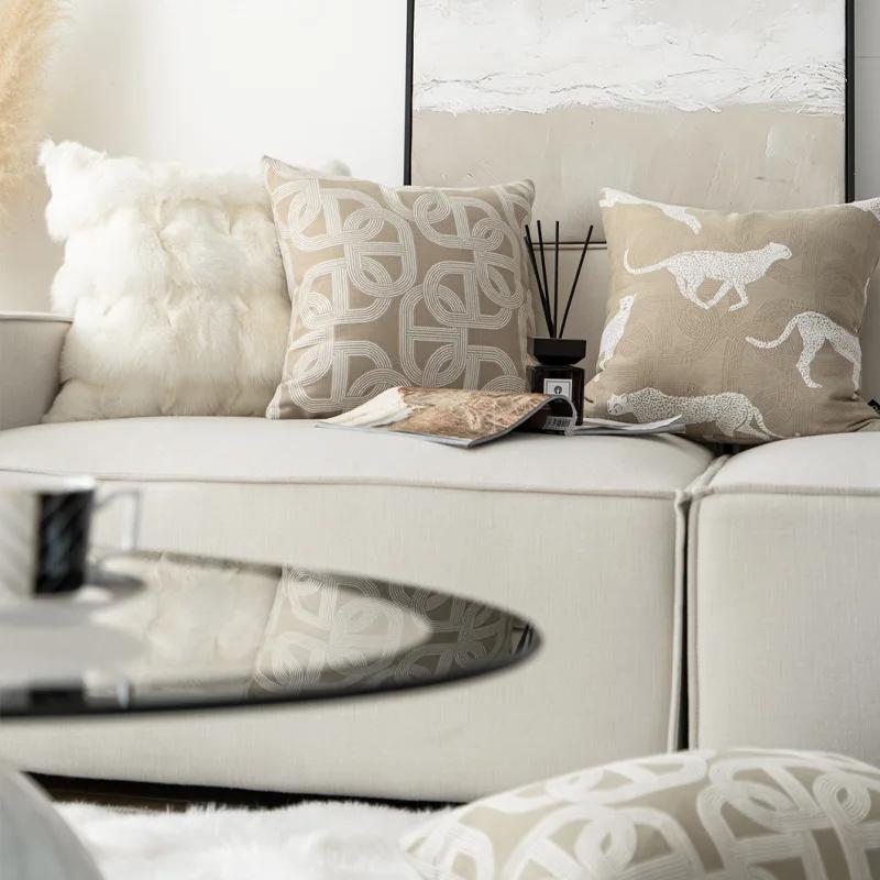 Подушка Croker Horse 45x45см 50x50см Чехол для подушки - Леопард и лошадь овсяного цвета Роскошная подушка для дивана овсяного цвета без сердцевины