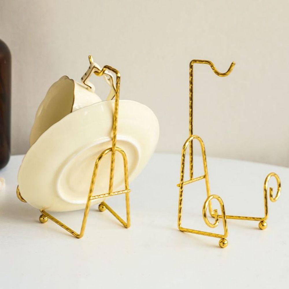 Simple Gold Metal Display Rack Eye Catching Modern Mug Rack Light Luxury Tea Cup Tray Home Decor