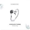 BAMOER 925 Sterling Silver Symbol of Love Exquisite Rose Adjustable Rings for Women Fine Jewelry