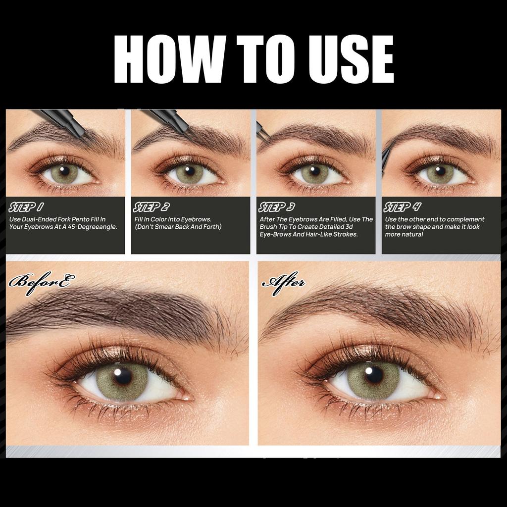 5 Colors Eyebrow Pen Brow Pencil With Hair Like Strokes 4 Tipped Brow Pencil With Fiber Micro-Fork Tips Applicator Creates Creates