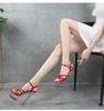 190 Series 14.5cm Heel 4.5cm Platform  Sexy Thin Heel Waterproof  Sandals Transparent Crystal Shoes Wedding Red LFD