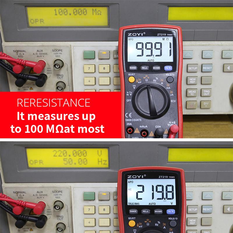 ZOYI Digital multimeter ZT-219 features four-digit semi-true RMS high-precision full-gear anti-burn multimeter 19999counts