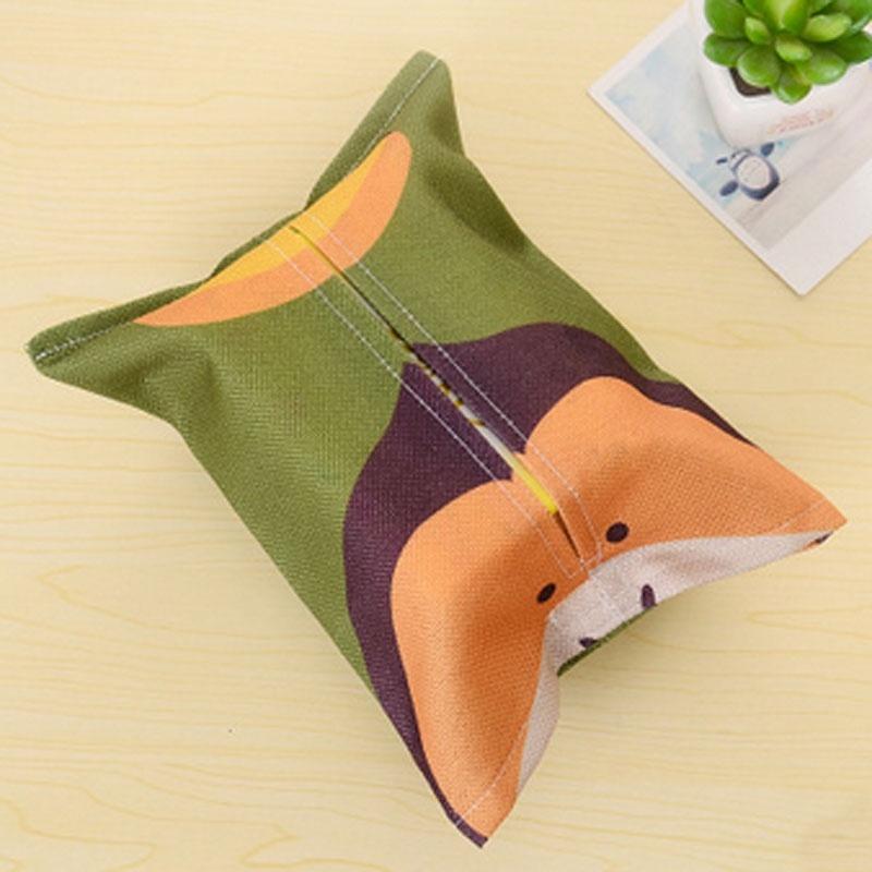 Practical Random Cartoon Animals Cotton Linen Tissue Box Towel Napkin Dispenser Storage Bag Paper Holder Cover Tissue Case