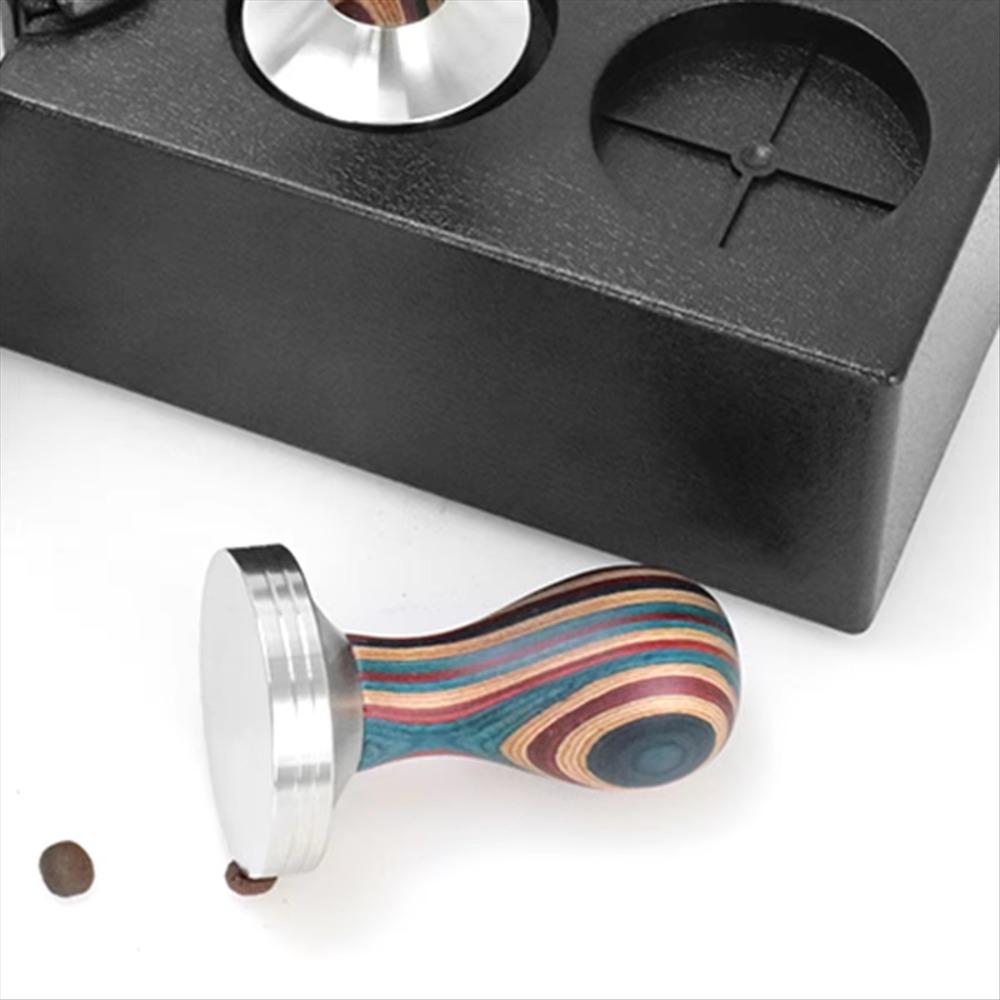 Detachable Colorful Wooden Handle Coffee Tamper Thread/Flat Bottom Coffee Distributor Cafe