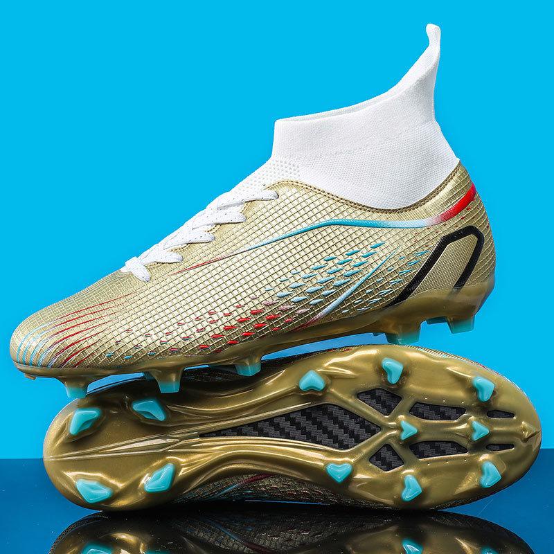 New High Top Soccer Boots Long Crushed Spikes Amazon Men's and Women's Soccer Boots Grass Student Training Shoes