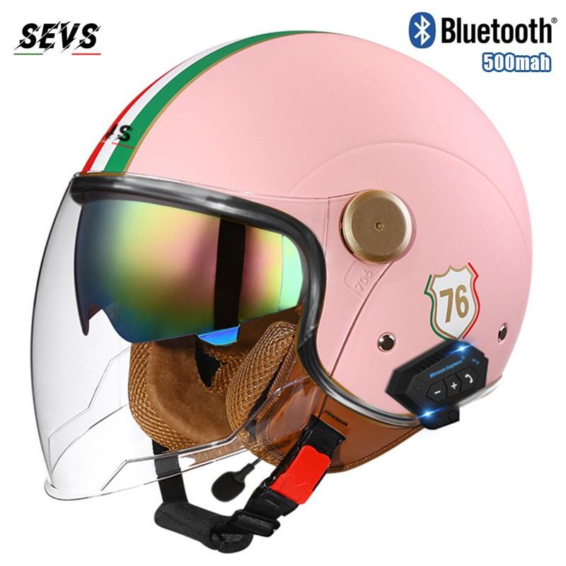 3C DOT Certified Bluetooth Motorcycle Half Helmet Retro Style Men Women All Season