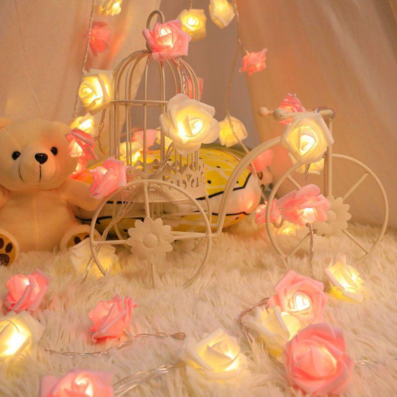 Хорошая комната, искусственный букет цветов, 20 светодиодных занавесок, украшение для дома, розовые гирлянды, Рождественские гирлянды