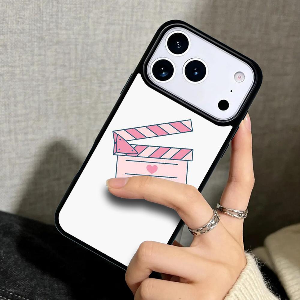Чехол Case для iPhone 17 Air 16 Pro Max 15 Plus 11 13 Mini 14 12 Задняя крышка телефона Пленка Хлопушка для кино Хлопушка