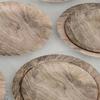 10pcs Round Imitation Wood Grain Disposable Plate Vintage Paper Food Tray Disposable Dish  Picnic
