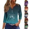 Ladies' Fashionable And Casual Seven Quarter Sleeve Popular Print Pullover Top