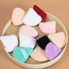 Triangle Velour Air Cushion Puff - Double-Sided Crystal Velvet Super Soft Fan-Shaped Makeup Puff for Loose Powder Setting