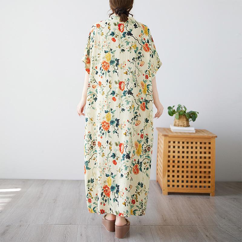 DIMANAF 2025 Летнее платье больших размеров Базовое женское повседневное свободное винтажное новое длинное платье большого размера с цветочным принтом Макси