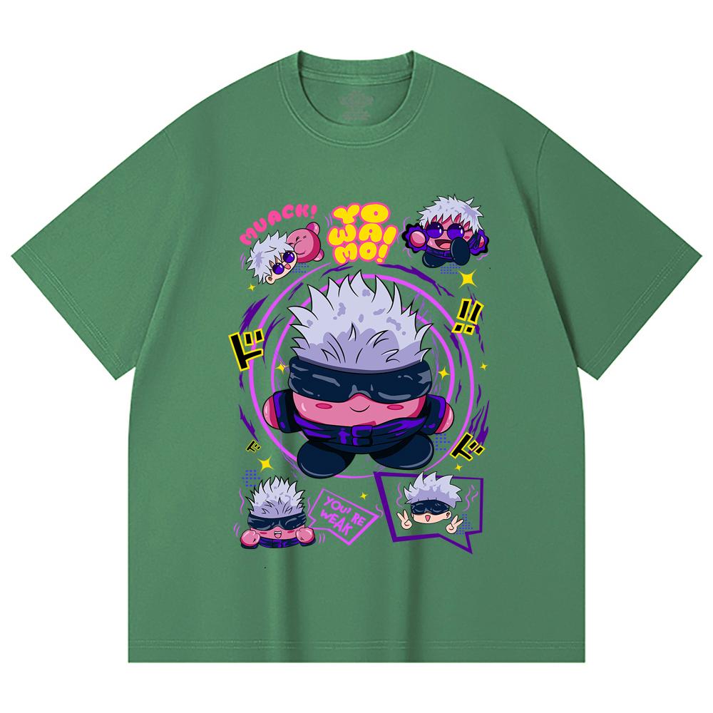 230 г/м² 100% хлопок Jujutsu Kaisen V41 Kirby Gojo Принт Унисекс Тяжелая хлопковая футболка
