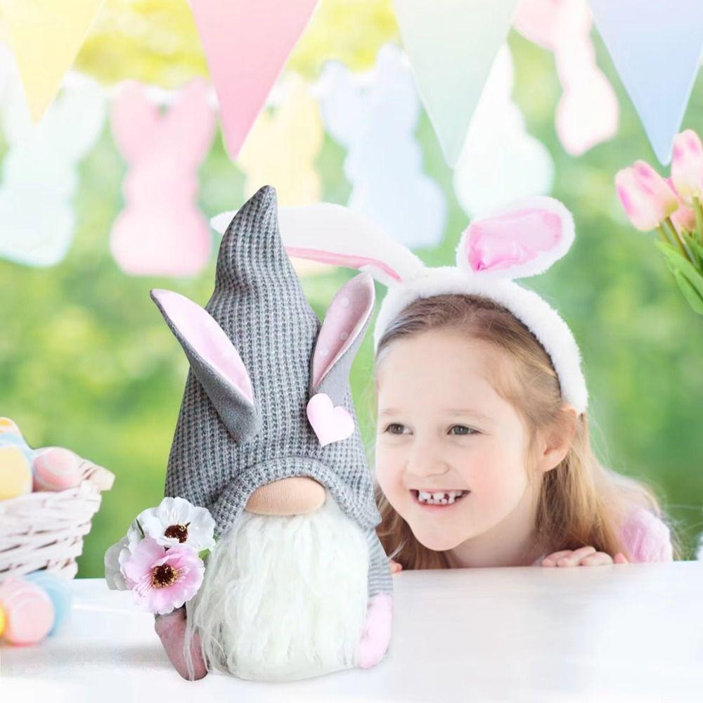 Kawaii Easter Faceless Dwarf Doll Mini Gnome Rabbit Doll Flower Easter Decoration  Home