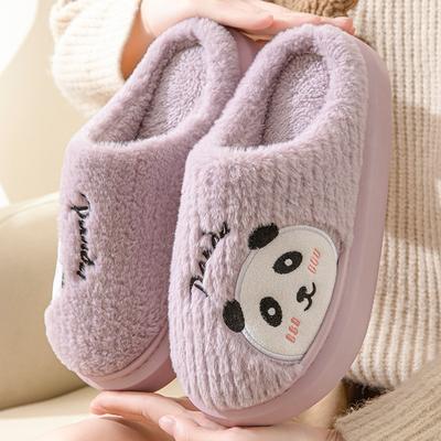 Мультяшная панда хлопковые тапочки женские сумка и осень/зима дома толстая подошва теплые нескользящие пара плюшевые тапочки для дома женские